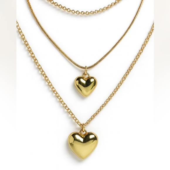 Zara Jewelry - Gold Heart Pendant Necklace Set
